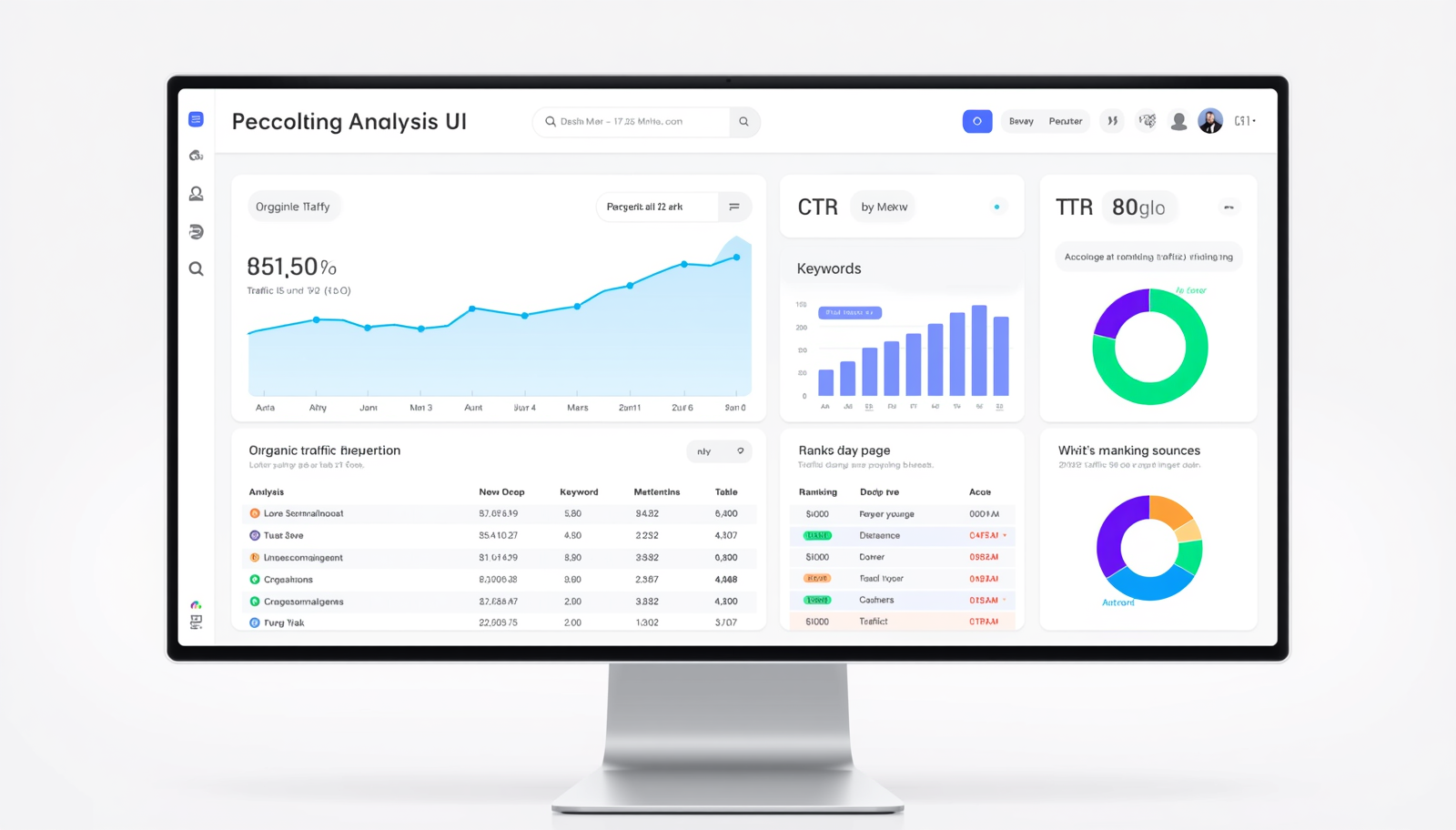 Digital marketing analytics dashboard on desktop screen with charts and performance metrics
