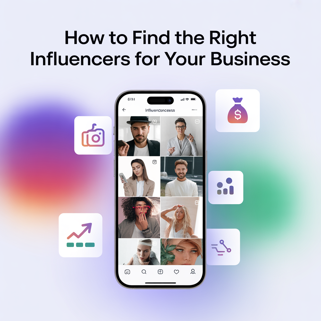 " Digital marketing graphic explaining steps to identify suitable influencers for brand promotion."