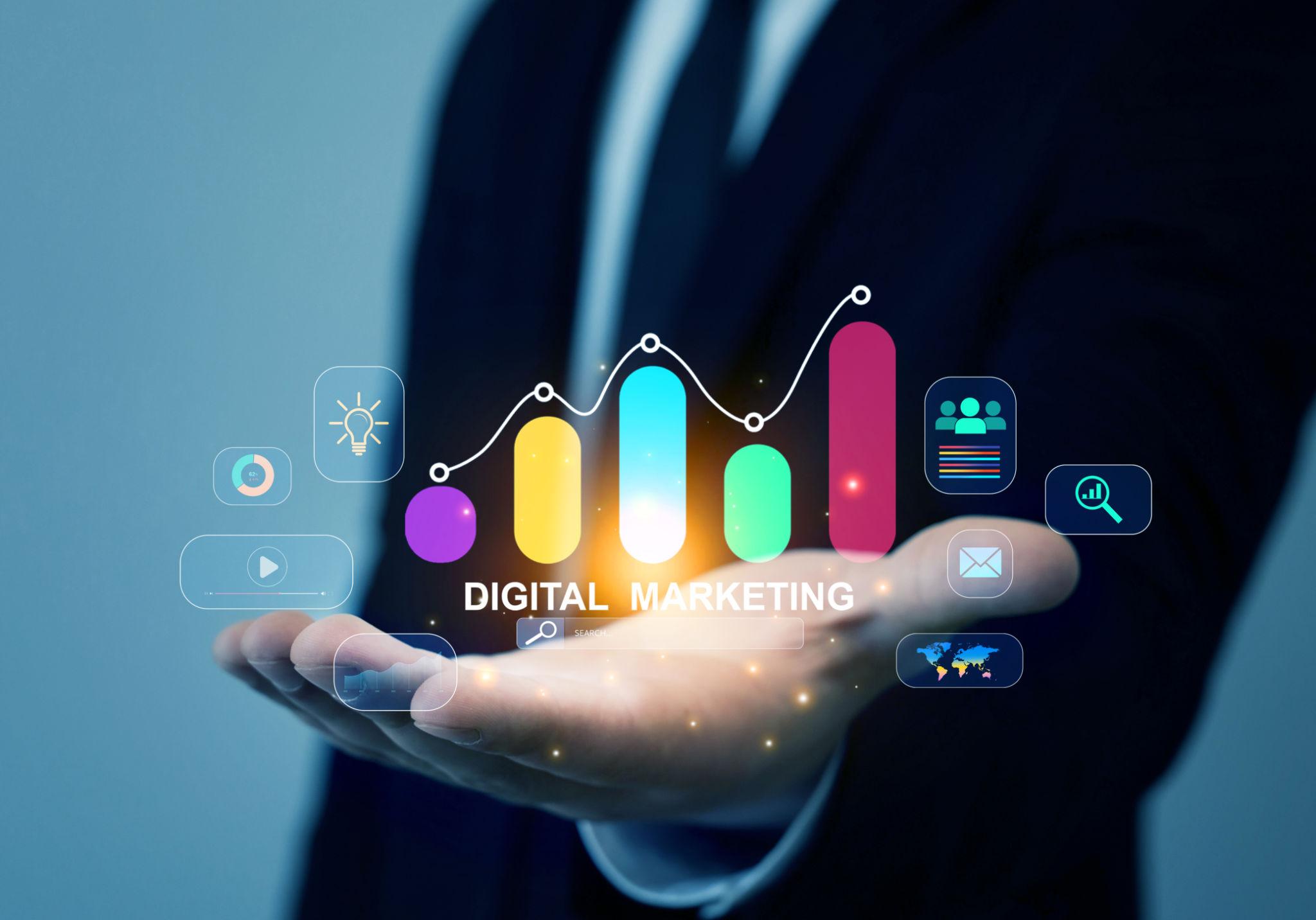 SEO growth and digital marketing performance concept with rising analytics graph