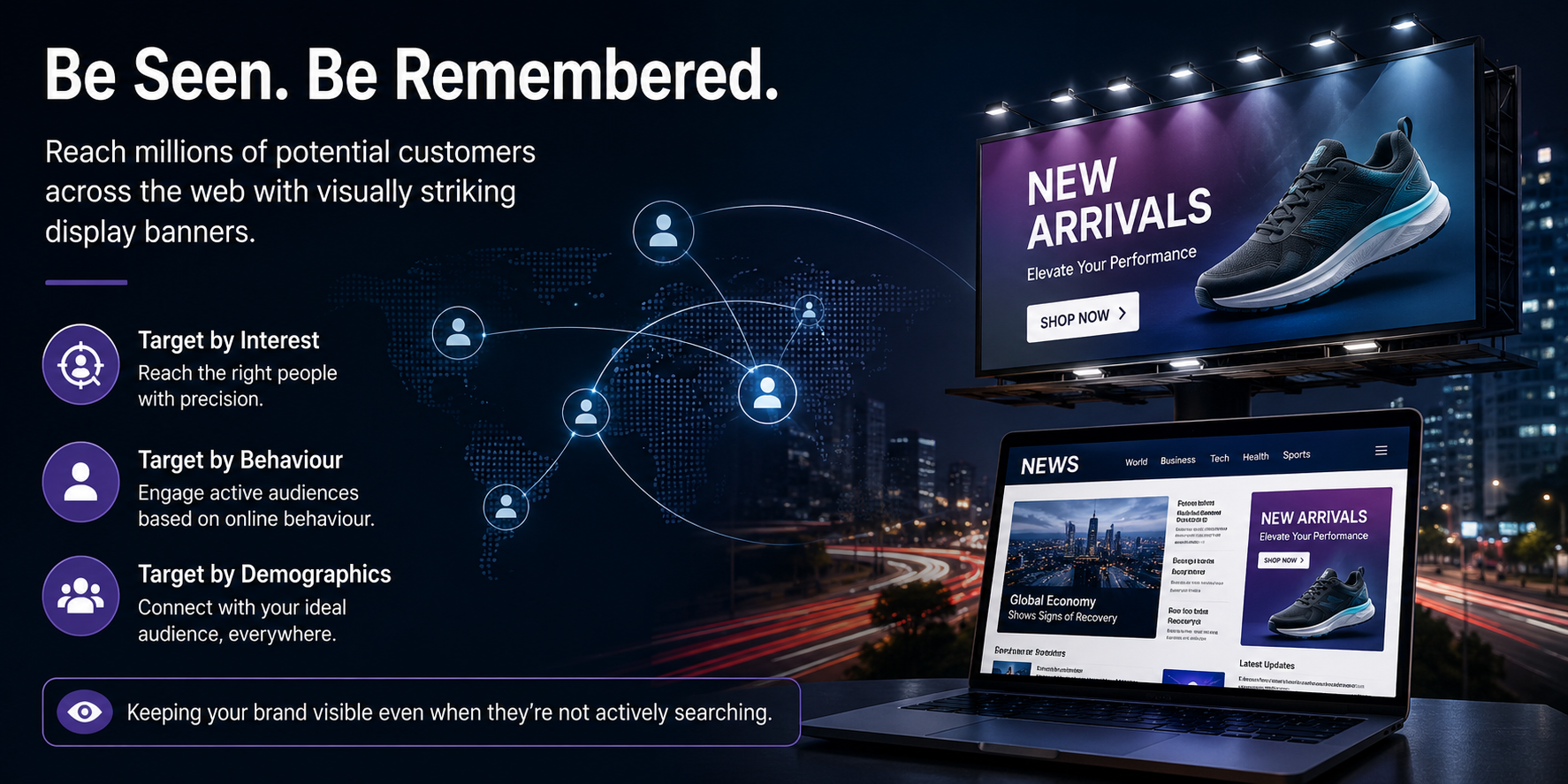 Digital billboard advertising campaign displayed in an urban setting with brand visibility and multi-screen marketing visuals.