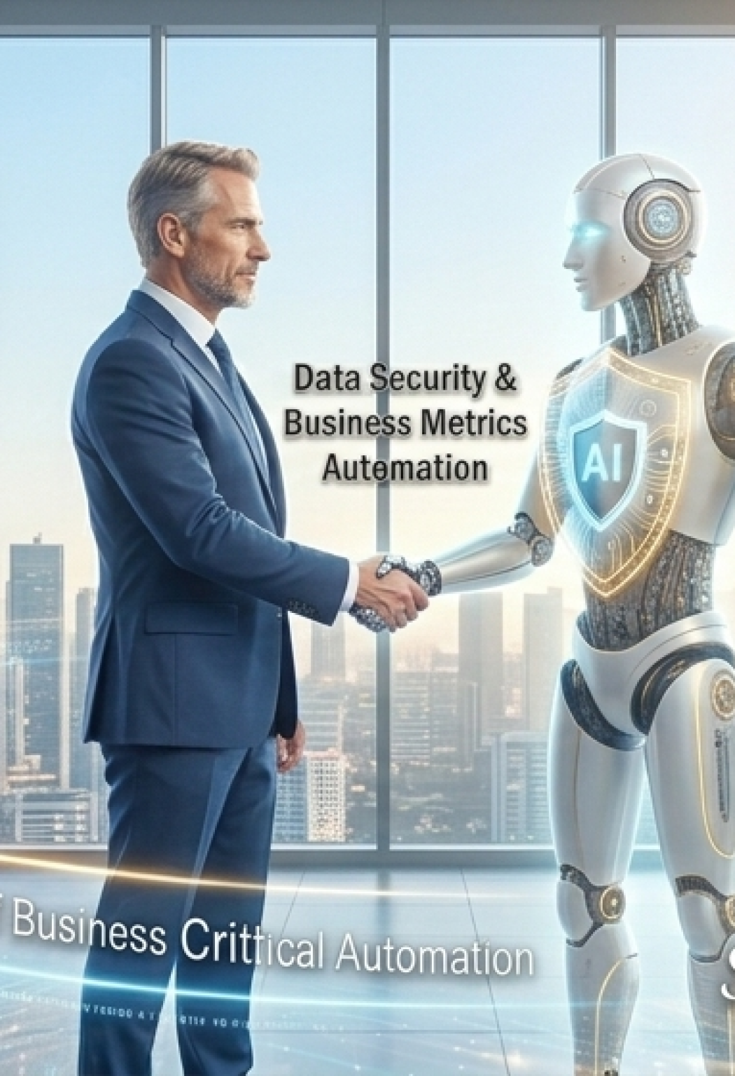 A humanoid AI robot in a modern office setting